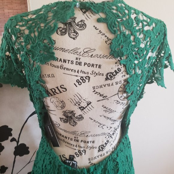 Romance Language Dark Green Backless Lace Dress - Picture 6 of 6